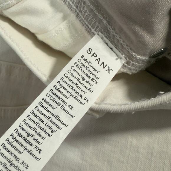 Spanx 1X Seamed Front Wide Leg Jeans Stretch High Rise Core Shaping Ecru White - Picture 7 of 12